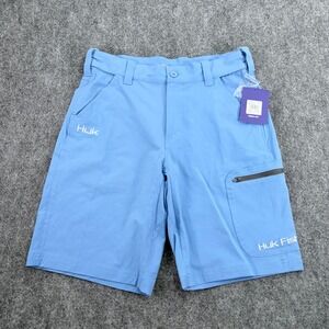 Huk Shorts Mens Small Blue‎ Next Level Fishing Performance Stretch Quick Dry NEW